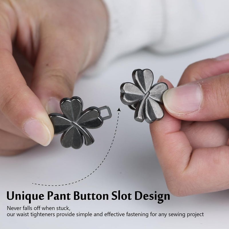 MASONEE Pant Waist Tightener Adjustable Button Pin for Pants - No Sew Detachable Clips to Make Jeans Smaller - 4 Sets Instant Tightener for Loose Pants - Image 2